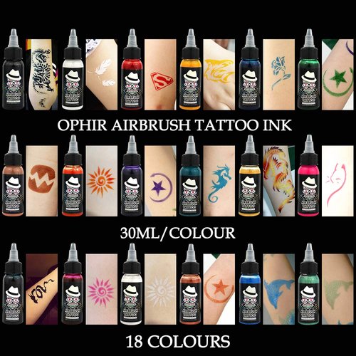 OPHIR Temporary Tattoo Ink Airbrush Body Art Pigment Body Paint for Airbrushing Body Art Temporary Tattoo Colors 30ML/Bottle (BLACK)