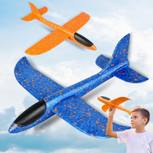 Milifox 2 Pcs Foam Airplanes Toys - 13.3" Foam Glider Plane : Throwing Glider Airplane Toy Flying,Outdoor Sport Toys Birthday Surprises