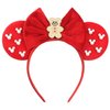 LSHDXD Christmas Mouse Ears Bow Headband Hair Hoop, Cute Mouse style Hair bands for Christmas Party Supplies