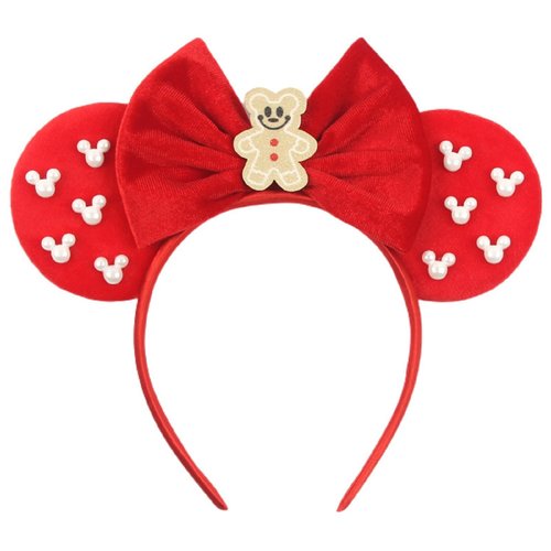 LSHDXD Christmas Mouse Ears Bow Headband Hair Hoop, Cute Mouse style Hair bands for Christmas Party Supplies