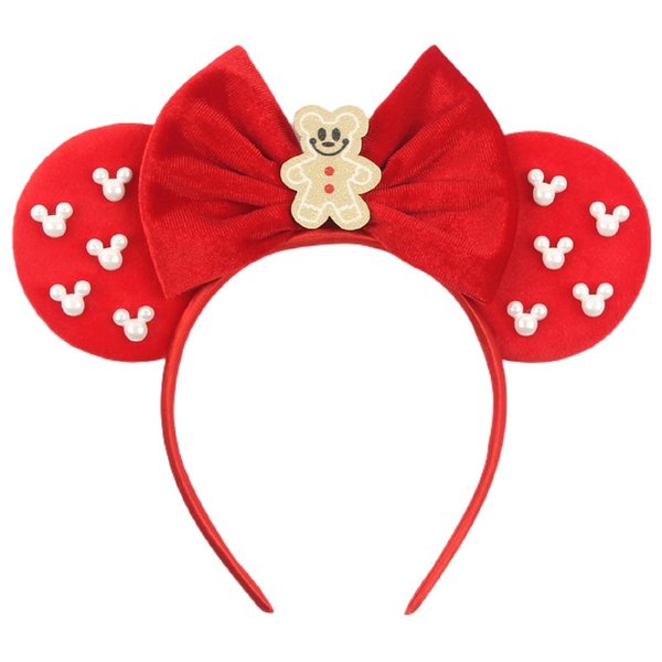 LSHDXD Christmas Mouse Ears Bow Headband Hair Hoop, Cute Mouse style Hair bands for Christmas Party Supplies