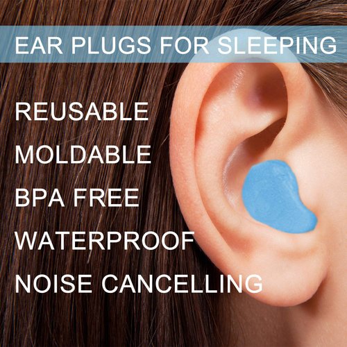 Ear Plugs for Sleeping, Reusable Silicone Moldable Noise Cancelling Sound Blocking Reduction Earplugs for Swimming, Snoring, Concerts, Shooting, Airplanes, Musicians, 32dB Highest NRR