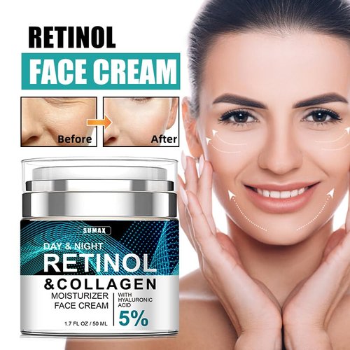 Retinol Cream for Face SUMAX – Anti-Aging Moisturizer with Collagen for Deep Wrinkles, Ideal for Women & Men - Day & Night Anti-Aging Skin Care with Hyaluronic Acid 5% 1.85 Fl Oz