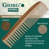 Giorgio GIONAT6 Natural Wooden Comb Hair Detangler - Half Fine Tooth and Wide Tooth Comb for Curly Hair, Bamboo and Beechwood Hair Combs for Thick Hair - Organic Wooden Hair Comb for Men and Women