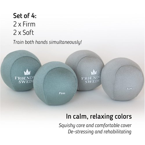 The Friendly Swede Stress Balls for Adults - Hand Therapy Ball and Hand Exerciser - 4 Pack of Stress Balls for Grip Strength Training and Stress Relief