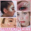 CAHIUYOA 2PCS White Silver Face Glitter Gel Holographic Glitter Gel for Body Hair Lip Glitter Makeup Long Lasting Waterproof Sequins Glitter for Halloween Concert Rave Party Accessories