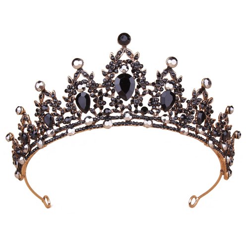 Black Crown, Vampire Costume Black Swan Evil Queen Tiara for Women - Vofler Halloween Gothic Witch Headpiece for Bride Princess Girl Birthday Cosplay Party Wedding Prom Quinceanera Pageant Homecoming