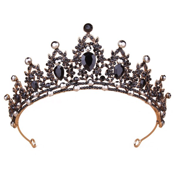 Black Crown, Vampire Costume Black Swan Evil Queen Tiara for Women - Vofler Halloween Gothic Witch Headpiece for Bride Princess Girl Birthday Cosplay Party Wedding Prom Quinceanera Pageant Homecoming