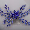BERYUAN Crystal Flower Hair Comb for Women Girls Prom Floral Hair Comb BLUE
