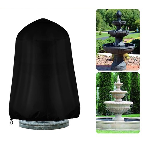 WOMACO Fountain Cover, Ourdoor Waterproof Bird Bath Cover for Winter, Garden Birdbath Dustproof Cover with Zipper and Drawstring (36" D x 42" H)