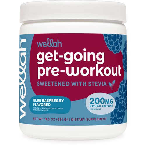 Wellah Get-Going Pre-Workout Drink Mix (Blue Raspberry Flavored, 30 Servings)