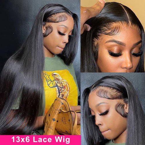 JUBOTIN 13x6 HD Lace Front Wigs Human Hair Straight 180% Density Human Hair Wig 13x6 Straight Wigs for Black Women Glueless 13x6 Lace Front Wigs Human Hair Pre Plucked Lace Front Wigs 28 Inch