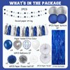 Navy Blue White Silver Party Decorations,46pcs Kit Blue White Silver Balloon Paper Pompom Tassel Garland Men Wedding Baby Bridal Shower Birthday Decor