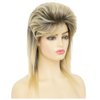 Tseses Blonde Mullet Wigs for Women 80s Shoulder Length Disco Fluffy Synthetic Hair Wig with Dark Roots for Cosplay 70s 90s Costume Wig