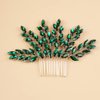 BERYUAN Green Crystal Bride Hair Comb Teardrop Crytsal Rhinestone Hair Piece Wedding Hair Accessories with Crytsal Rhinestone Bridal Hair Side Comb for Wedding Women and Girls (green)