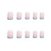 Foccna 24pcs French Tip Blue Fake Nails Glossy Square Press on Nail False Nails Tips Artificial Finger Manicure