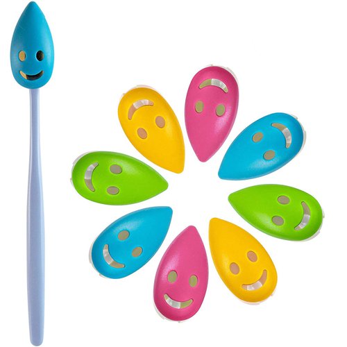 AUEAR, 8 Pack Happy Face Toothbrush Head Cover Cap with Suction Cup Cute Portable Toothbrush Protective Covers Case for Home Travel Outdoor Camping 4 Colors