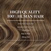 GOO GOO Clip in Hair Extensions Real Human Hair, 14inch 85g 7Pcs, 4/27/4 Balayage Chocolate Brown to Caramel Blonde, Remy Human Hair Extensions Clip ins for Women, Natural Human Hair