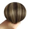 YoungSee Wire Hair Extensions Brown Balayage Wire Human Hair Extensions Adjustable Fish Line Real Human Hair Extensions Balayage Chocolate Brown Mix Caramel Blonde Balayage Hair Piece 18Inch 80G