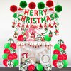 Fecedy MERRY CHRISTMAS Hanging Paper Banner Santa Claus Banner Pom poms Swirl Streamers&Latex Balloons For Merry Christmas Party Decorations