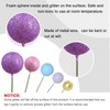 ASTARON 50 Pcs Ball Cake Topper Sticks Mini Balloons for Cake Decorating Supplies Foam Balls Cake decorations for Party Cake Birthday Cake Toppers Decorations (Pink，Purple，Blue)