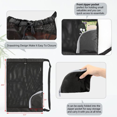 BeeGreen Basketball Bag Drawstring Backpack Mesh Backpack Swim Bag Beach Backpack Pool Bag Draw String Bag Sports Bag Gym Bag Cinch Bag Swimming Bag