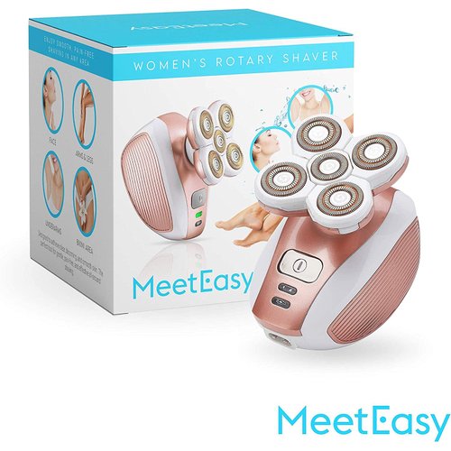 Meeteasy Electric Leg Shaver for Women - Rechargeable Painless Lady Razor for Leg Face Lips Body Underarms Armpit - Female Cordless Bikini Trimmer