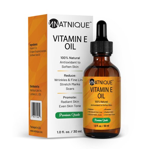 Vitamin E Oil 1oz 100% Natural Oil for Nails, Hair, Face, Eyebrows, Eyelashes, Hair & Body Oil. Non-GMO, Natural D-Alpha Tocopherol Face Oil, Nail Growth Oil, Vitamin E Oil for Skin
