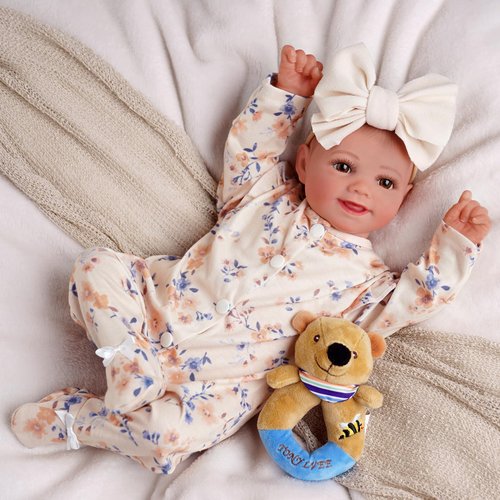 BABESIDE Reborn Baby Dolls Sunny - 17Inch Cute Soft Vinyl Realistic Baby Doll Poseable Smiling Real Life Baby Dolls with Complete Accessories for 3+ Years Old Gifts