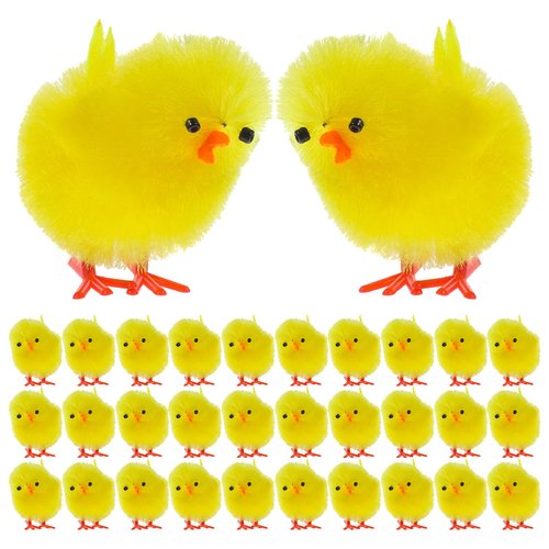 BESPORTBLE Easter Mini Chicks: 36Pcs Plush Mini Chicken Easter Decorations, 1.6inch Miniature Flu...