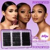 Fluffy Lash Clusters 80D+100D+200D Thick Volume Lash Extension 14-24mm Eyelash Clusters Fluffy Eyelash Extensions D Curl Individual Lashes Cluster DIY at Home by FOINEMYED