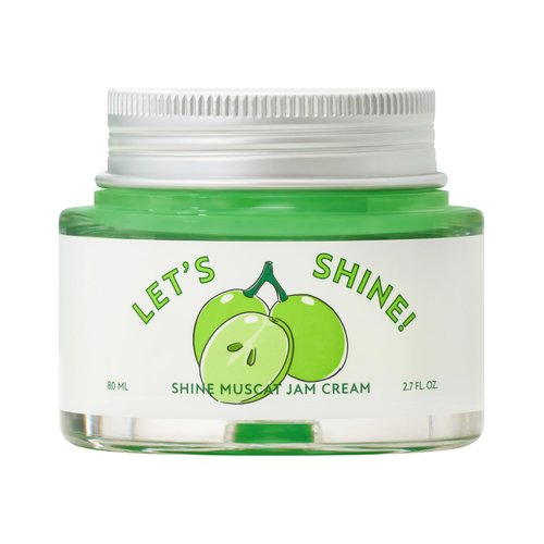 GGD GYEONGGIDO COMPANY Let's Shine! Shine Muscat Jam Cream 2.7 oz (80ml) - Hydrating Face Cream with Shine Muscat Extract and Hyaluronic Acid, Lightweight Gel Texture, Suitable for Sensitive Skin