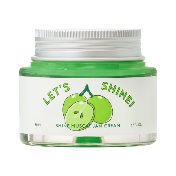 GGD GYEONGGIDO COMPANY Let's Shine! Shine Muscat Jam Cream 2.7 oz (80ml) - Hydrating Face Cream with Shine Muscat Extract and Hyaluronic Acid, Lightweight Gel Texture, Suitable for Sensitive Skin