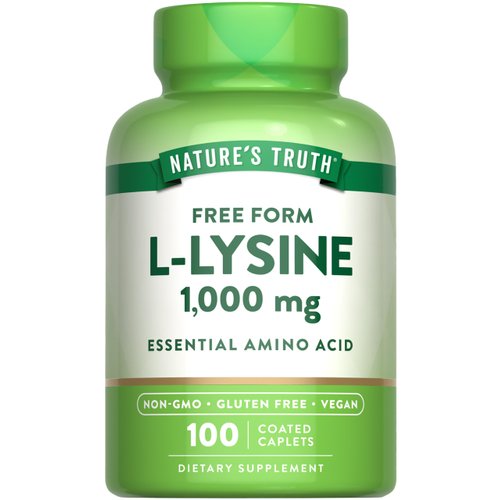 Nature's Truth L Lysine 1000mg | 100 Coated Caplets | Essential Amino Acid | Vegan, Non-GMO, & Gluten Free Supplement
