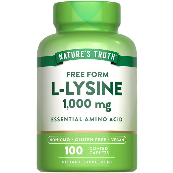 Nature's Truth L Lysine 1000mg | 100 Coated Caplets | Essential Amino Acid | Vegan, Non-GMO, & Gluten Free Supplement