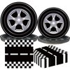 PGSWEER 72pcs Cars Birthday Party Tableware Sets Wheels Track Plates Napkins Race Car Paper Plates Dinnerware For Boys Kids Baby Shower Decorations Severs 24 Guests