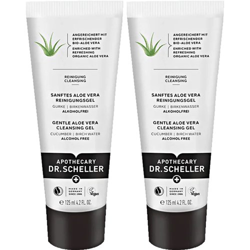 Gentle Aloe Vera Cleansing Gel 2x125ml - Recipe with Aloe Vera, Cucumber and Birch Water 8.45 Oz/Dr. Scheller, Germany