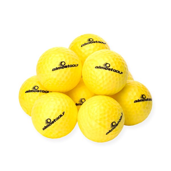 ALMOSTGOLF Limited Flight Practice Foam Golf Balls – Realistic Spin, Trajectory, & Accuracy Training, Pack of 10, Hi-Vis Yellow