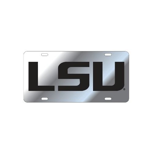 LSU Tigers Silver-Black Mirrored License Plate Tag