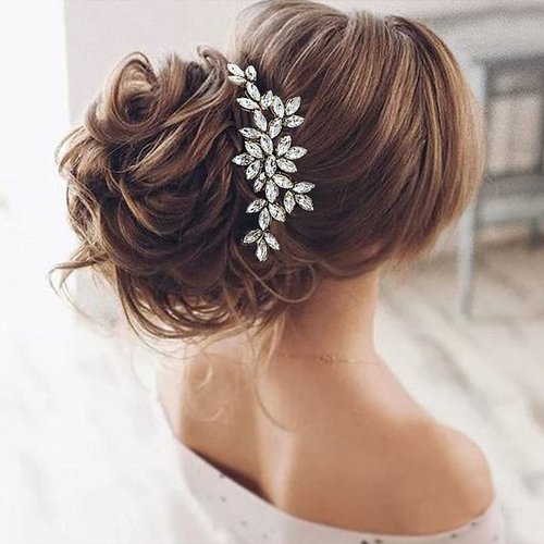 Latious Crystal Bride Wedding Hair Comb Silver Rhinestone Bridal Hair Clip Sparkly Hair Piece Gem Hair Accessories for Women and Girls (Silver)