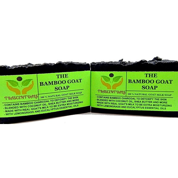 TRASCENTUALS Activated Bamboo Charcoal Soap With Goat Milk Also Contains Lemongrass and Eucalyptus Essential Oils For Skin Detoxification Comes in Box