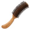 Boar Bristle Hair Brush [ Made in Japan ] 100% Natural Bristle Hair Brush for Styling, Separating, Shaping and Blow-Drying for Women and Men (Curved Handle)