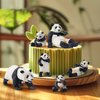 Toymany 6PCS Panda Figurines Toy, Plastic Jungle Panda Animal Figurine Family Set with Bamboo & Baby Pandas, Cake Topper Gift Panda Diorama Habitat Project Supplie for Kids