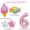 Ice Cream Birthday Decorations, 5 Pcs Dokuna Ice Cream Balloons 6th Birthday Decorations for Girls, Giant Number 6 Foil Mylar Balloon, 6 Years Old Ice Cream Theme Birthday Party Supplies Decor (6th)