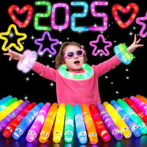 UrChoice 12 PCS Light up Glow Sticks for Kids 4-8-12, Bulk Party Pack Glow Bracelets Necklaces for Toddlers, Glow in The Dark Party Supplies, New Years Eve Dancing Camping Decorations