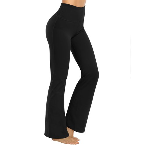 Promover Bootcut Yoga Pants for Women High Waist Dress Pants Flare Leggings Bootleg Workout Pant for Casual Work(Black-31, Small)