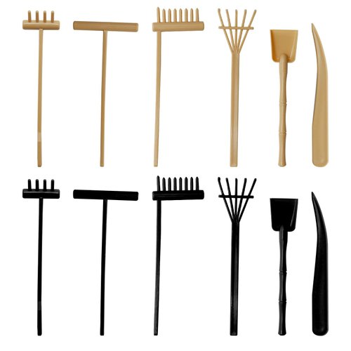 LIDSCURA 12pcs Mini Zen Garden Kit Rake Meditation Sand Zen Garden Tools Toy Rock Sand Garden Tools Toy Accessories for Adults Table Office Relaxation（6 Yellow Sets & 6 Black Rake Sets）