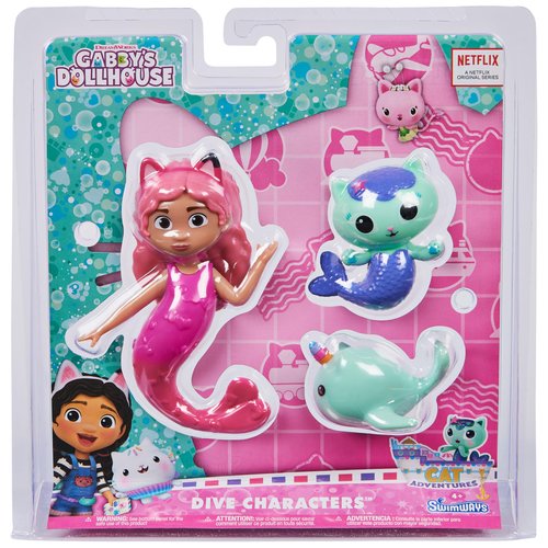 Swimways Gabby&#39;s Dollhouse Dive Characters 3-Pack, Swimming Pool Accessories &amp; Kids Pool Toys, Po...