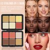 LSxia 12 Colors Cream [Blush+Contour+Concealer+Highlighter] Makeup Palette for Cheeks - Multi-functional Makeup Palette with Brush, Natural Matte Long Wearing, Waterproof Face Makeup Palette (#05)