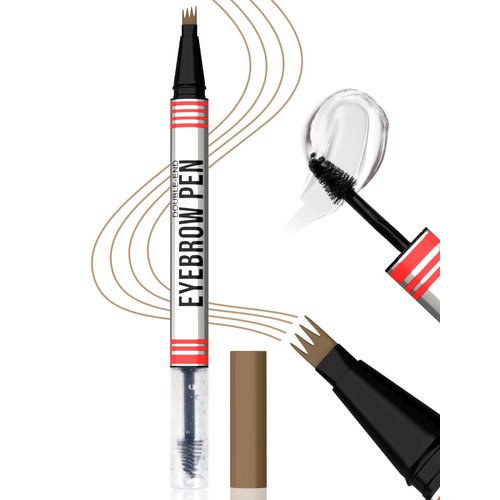 Vevivia Eyebrow Pen & Eyebrow Gel - Eyebrow Pencil Magical 2-in-1 Dual-Ended Brow Pencil with Micro-4 Tip Applicator and Brow Gel Clear, Eyebrow Makeup for Fuller Eyebrows, Stay on All Day, Brown